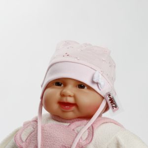 edle Babymütze "Nadja" mit Lochstickerei, Gr. 50/52