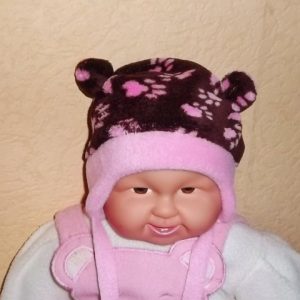 Wintermütze "Pfötchen" braun/rosa Gr. 42/44
